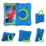 NLR FUN Kinderen EVA Hoesje voor iPad | Stabiele Stand met Meerdere Richtingen | Compatibel met 10,2-inch iPad 2020/2019 (8e/7e generatie) (Blauw+Groen)