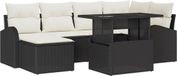vidaXL Tuinbank - Set - 7-delig - Zwart en Crème - Polyrattan