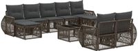 vidaXL Tuinbank - Set - 10-delig - Grijs en Donkergrijs - Polyrattan