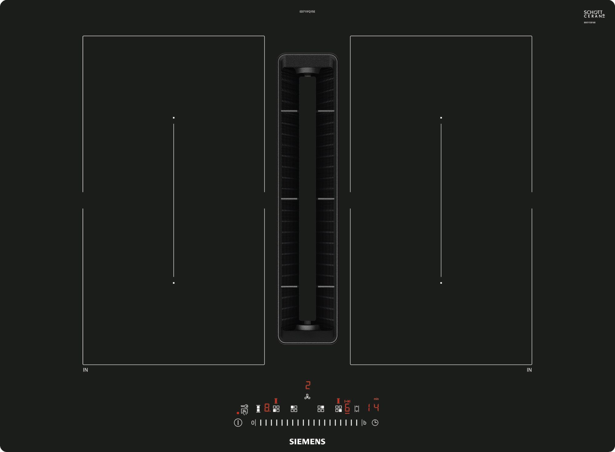 Siemens iQ500 ED711FQ15E - 70cm Zwart Inductiekookplaat met Afzuiging