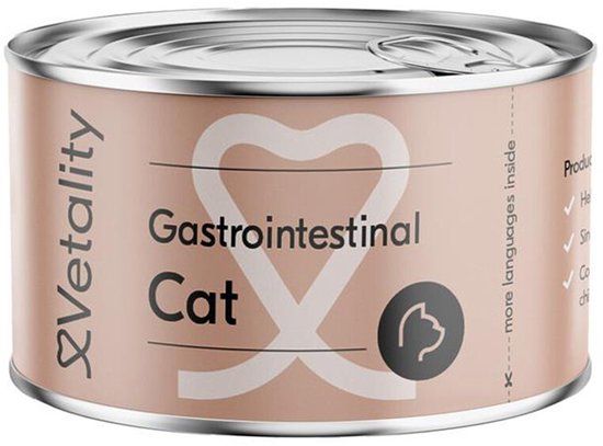 Vetality Kattenvoer - 12 x 100 g - Dieetvoeding Kat - Ter Ondersteuning bij Maag- en Darmproblemen - Voor Volwassen Katten