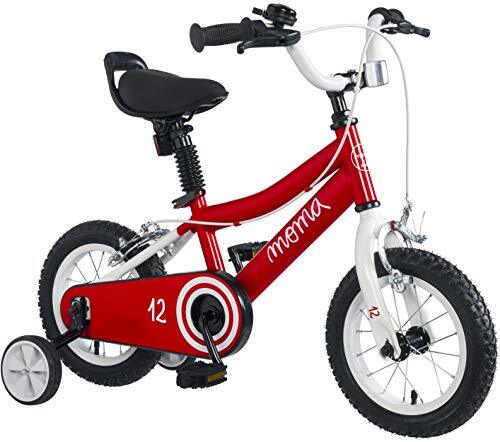 Moma Bikes BIKID12RUN fiets 12 inch kleine fietsen, van 3 jaar voor 80 tot 105 cm, rood, effen maat