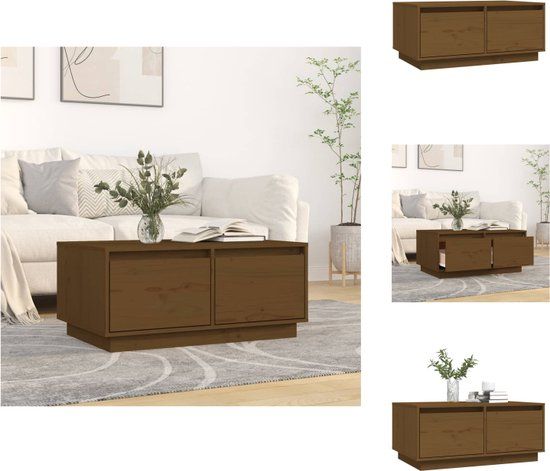 vidaXL Salontafel 80x50x35 cm massief grenenhout honingbruin