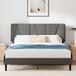 Zinus Maya Bed 140 x 190 cm, hoogte 30 cm, gevoerd bedframe met hoofdeinde, lattenbodem van hout, donkergrijs