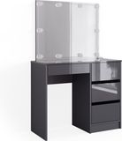 Vicco Kaptafel Sherry, Antraciet, 90 cm met spiegel en LED-lichtslinger