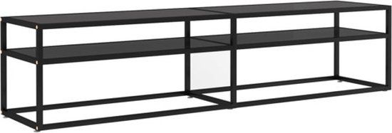 vidaXL Tv-meubel 180x40x40,5 cm gehard glas zwart