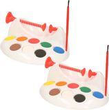 Decoris 2x stuks paaseieren schilder set houder met verf en kwastjes - Pasen verfmolens