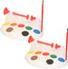 Decoris 2x stuks paaseieren schilder set houder met verf en kwastjes - Pasen verfmolens