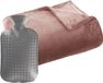 Atmosphera Fleece deken/plaid Vieux Rose 125 x 150 cm et une bouillotte 2 litres