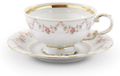Leander Sonata, tasse à thé avec soucoupe, roses - rayure dorée, 0,20 l