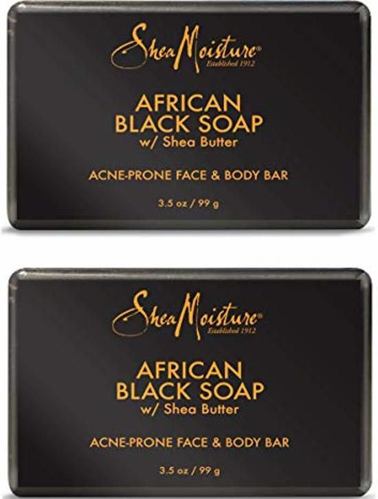 Shea Moisture African Black Soap Bar, 3.5 Oz, Pack of 2