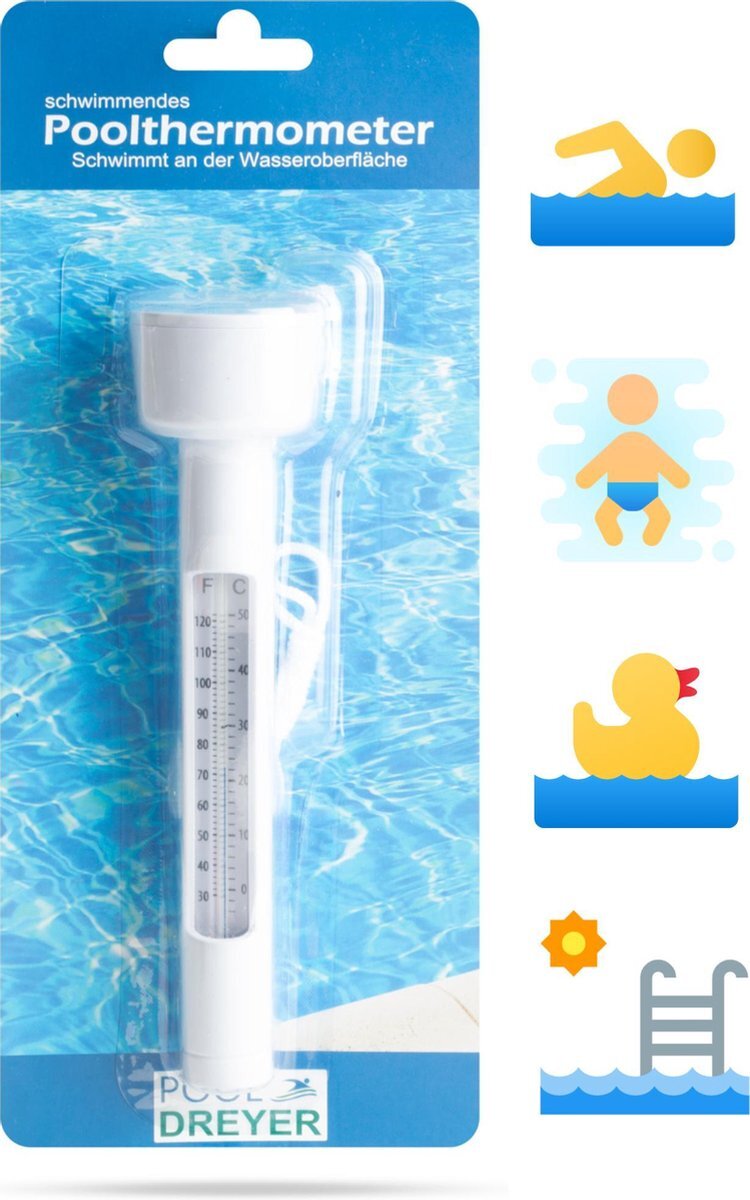 POOLDREYER - Zwembad Thermometer - Drijvend - Water Thermometer - voor o.a. Babybad, Jacuzzi, etc.