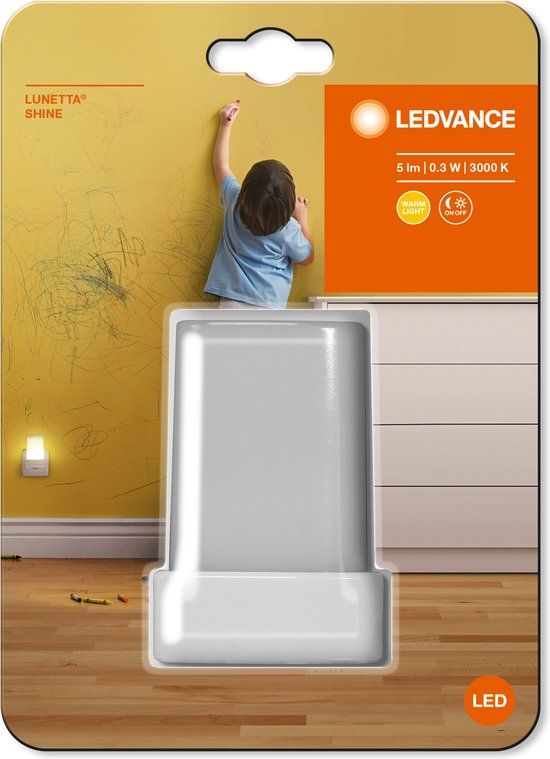 Ledvance Lunetta Shine - LED Nachtlampje - Warm Wit Licht - Met Sensor - Wit