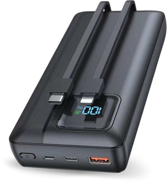 Siltcon Powerbank 30000 mAh - 22.5W Fast Charging - USB-A/USB-C - LED Indicator - Emergency Kit - Compatible with iOS/Android - Universal