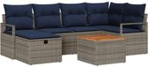 vidaXL - Tuinbank - Set - 7 - st - Grijs - poly - rattan