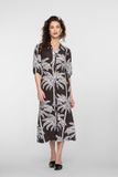 Geisha Maxi jurk 67113-20 Maat L Katoen Elastaan Lyocell Bruin Gebloemd
