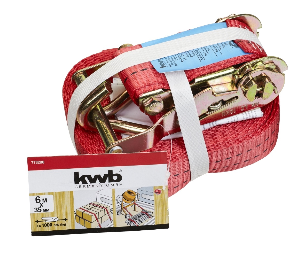 KWB KWB Spanband Met Ratel 2 Haken 6m x 35mm