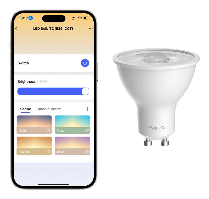 Aqara LED Bulb T2 Smart Bulb GU10 Bluetooth/Zigbee 4.9W White 2700-6500K 450lm