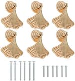 Merkloos / Sans marque Dailygoods Deurgrepen Bladvorm - 6 Stuks - Goudkleurig - Zink