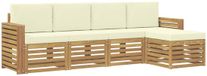 vidaXL - Buiten - bank - set - 5 - st - Wit - en - crèmekleurig - Polyester