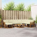 vidaXL - Hoek loungeset - Acacia hout - Naturel en crème - 8 zitplekken