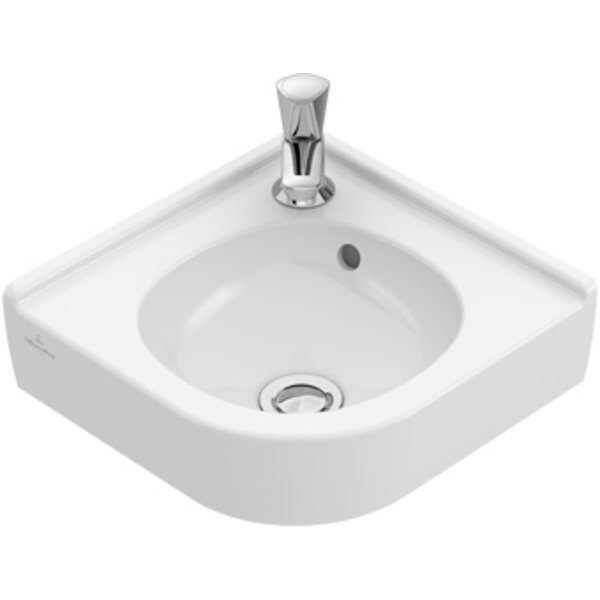 Villeroy & Boch Villeroy en Boch O.novo hoekfontein 32x32cm met kraangat zonder overloop wit 73103301