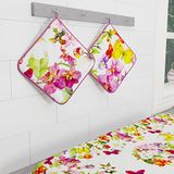 PETTI Artigiani Italiani - Potlappen, keukenstoplappen, set met 2 pannenlappen voor de keuken in digitale druk, 100% Made in Italy, design vlinders
