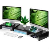 Zenzee Monitor Verhoger - Monitor standaard - Monitorstandaard - Geschikt voor 2 schermen - Bureau Organizer - 1 of 2 monitors - Verstelbaar - Zwart