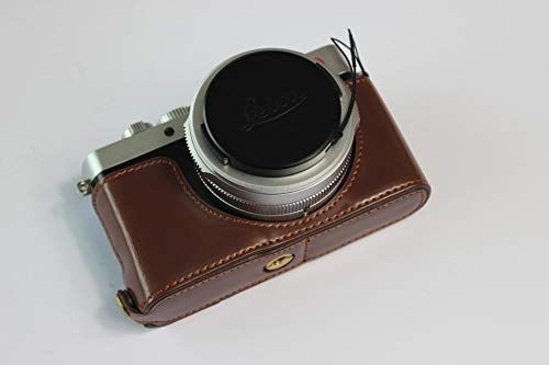 Zakao D-Lux 7 beschermhoes, PU-leer, halve opening onderaan, holster, cameratas, met polsband, beschermhoes, tas voor Leica D-Lux 7 (koffie)