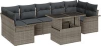 vidaXL Tuinbank Set 8-delig Grijs Polyrattan Hoek loungeset