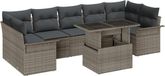 vidaXL Tuinbank Set 8-delig Grijs Polyrattan Hoek loungeset