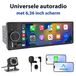HEXINEX 1DIN universeel autosysteem met 6,36-inch scherm, CarPlay, Bluetooth en handsfree functie