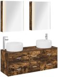 vidaXL Badkamermeubel Set 5 st Gerookt eiken Bewerkt hout en glas