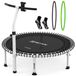 Trampoline de fitness - 96 / 102 / 122 cm - Capacité de charge 227 kg - Corde élastique - Avec poignée et support de téléphone