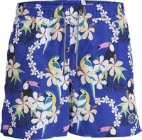 Jack & Jones JPSTFIJI AOP Men's Swim Shorts - Blue Tropical Paradise Print - Size XL