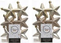 Merkloos Decoris kersthanger sterren - 12x st - champagne - 7 cm - kunststof