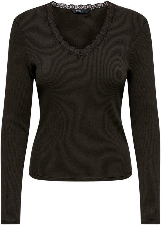 ONLY ONLSARA SHARAI L/S V-NECK TOP JRS NOOS Dames T-shirt Chocolate Torte XS