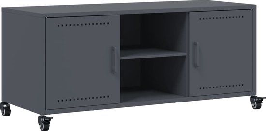 vidaXL Tv-meubel 100,5x39x43,5 cm staal antracietkleurig