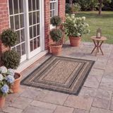 Safavieh Hedendaags tapijt voor woonkamer, eetkamer, slaapkamer - Courtyard Collection, korte pool, natuurlijk en zwart, 69 x 122 cm