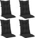 vidaXL Set Hoge Rug Stoelkussens 4 stuks Polyester Melange Zwart