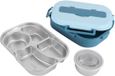 Merkloos Roestvrijstalen Lunchbox - Lekvrij - Met 4 Vakken - Inclusief Lepel en Eetstokjes - Voor onderweg