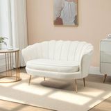 Icecat Canapé 2 Places Vintage, Sofa En Velours Aspect Crème Et Doré, Assise Confortable, Charge Max 150 Kg, Meuble Rembourré Élégant Pour Salon.