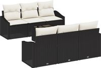vidaXL Bankstel Zwart en Crème Poly Rattan