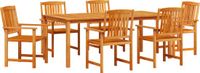 vidaXL Eettafel Set 7-delig Bruin Massief Acacia Hout