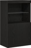 vidaXL LED Dressoir Zwart 60 x 37 x 100 cm Bewerkt Hout
