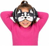 Relaxeazzz Husky hond knuffel / reiskussen / slaapmasker - Titanium grijs