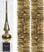 Bellatio Decorations Kerstboomversiering set gouden piek en 2x folieslingers set - Kerstboomversiering goud