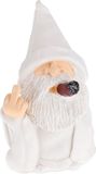 Relaxdays Tuinkabouter met middelvinger en sigaar - 15 cm - Wit