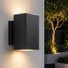 RexTech Solar wandlamp buiten ‘Sverre’ recht XL - Up down light - Warm wit licht (2700K) - 120 lumen - IP54 - USB oplaadbaar - Tuinverlichting op zonne-energie geschikt voor schutting - Zwart