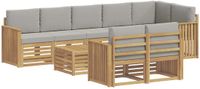 vidaXL - Buiten - bank - set - 9 - st - Wit - en - Lichtgrijs - Polyester